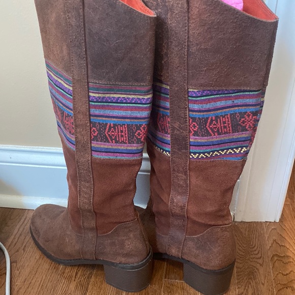 BC Because Music Is My Heartbeat Brown Leather Tall Boots Cowboy Southwest - Picture 5 of 10